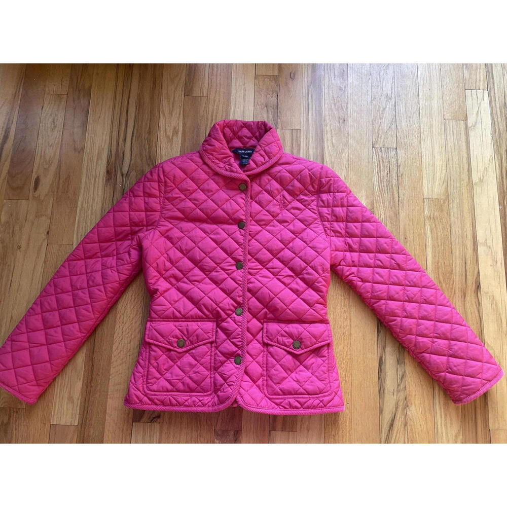 RALPH LAUREN hot pink diamond quilted barn jacket Girl's XL 16